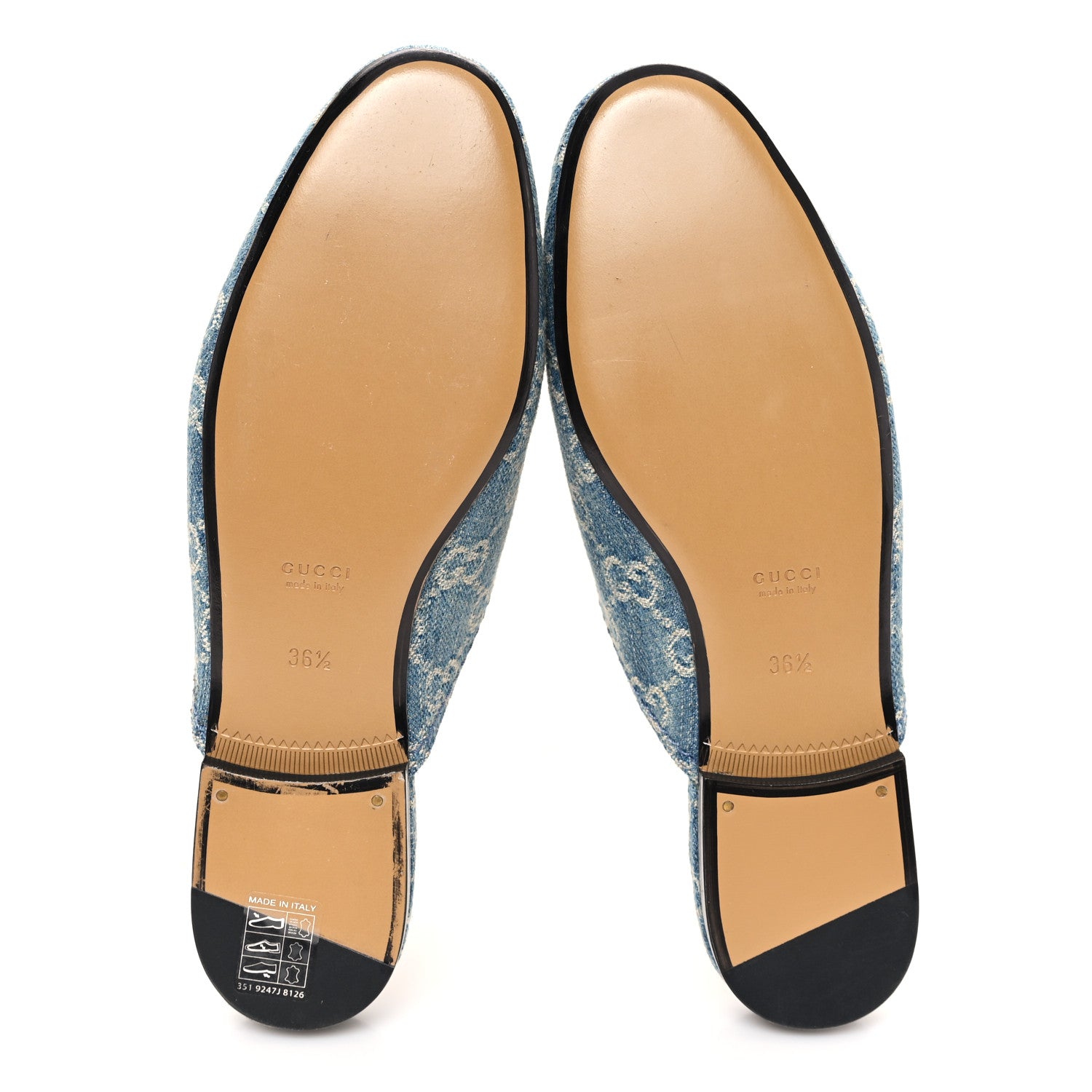 Gucci New Denim GG Malaga Kid Womens Princetown Slippers 36.5 Light Blue Royale 7 of 10