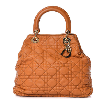 Christian Dior Lambskin Cannage Large Soft Lady Dior Shopping Tote Orange 1 of 16