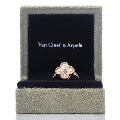 Van Cleef & Arpels 18K Rose Gold Diamond Vintage Alhambra Ring 50 5.25 5 of 5