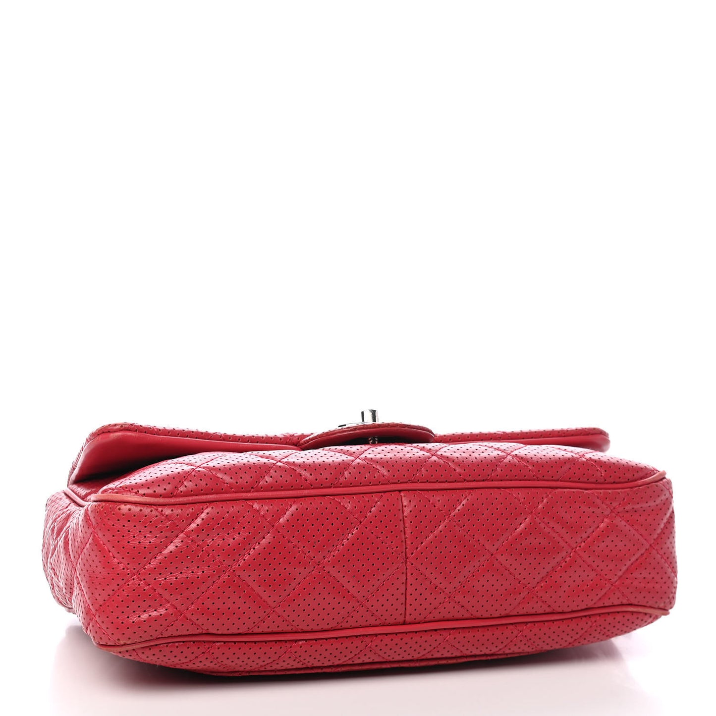 Lambskin Perforated Medium Double Flap Dark Pink