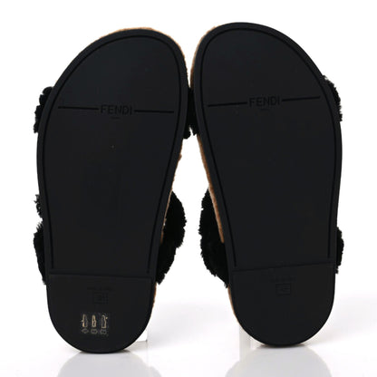 Fendi Shearling FF Fendi Feel Sandals 38 Tobacco Black 6 of 8