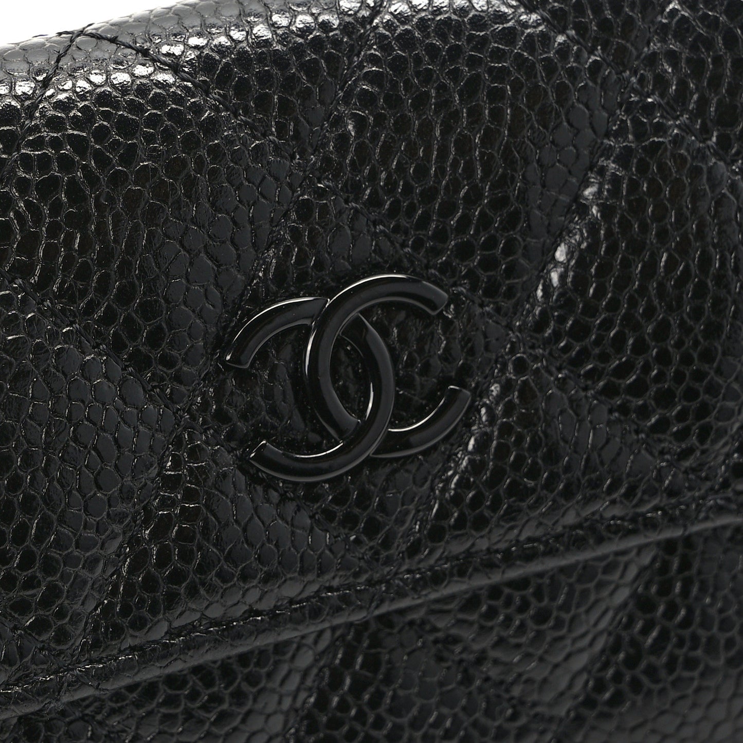 Caviar Quilted Flap Card Holder So Black