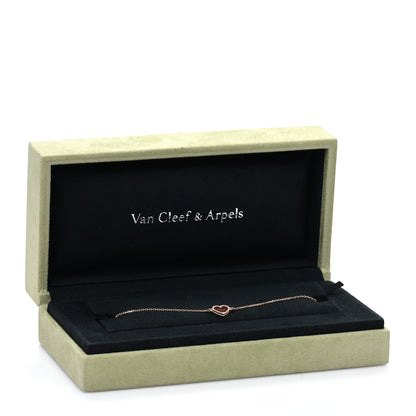 Van Cleef & Arpels 18K Rose Gold Carnelian Sweet Alhambra Heart Bracelet 4 of 4