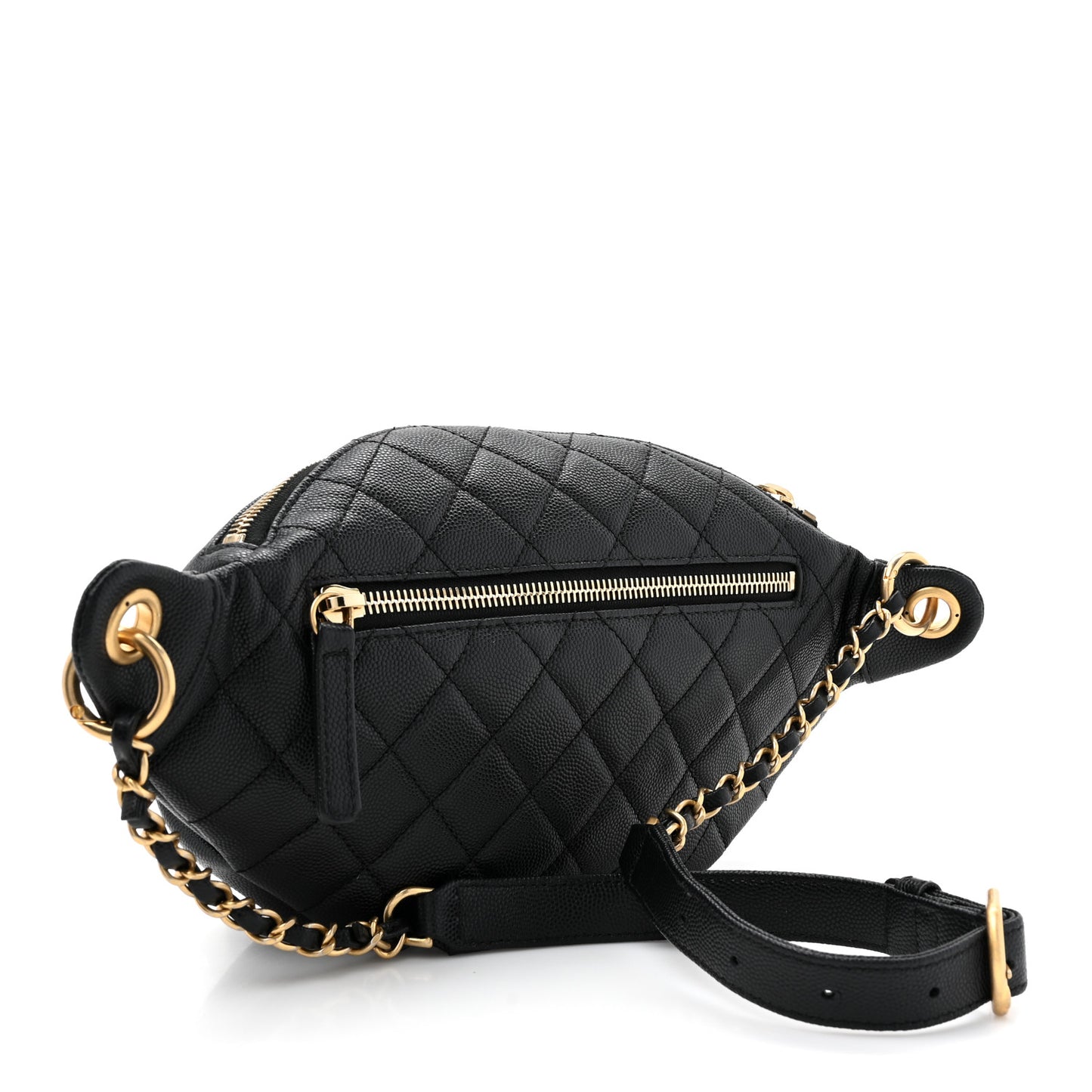Caviar Quilted Filigree Waist Bag Black