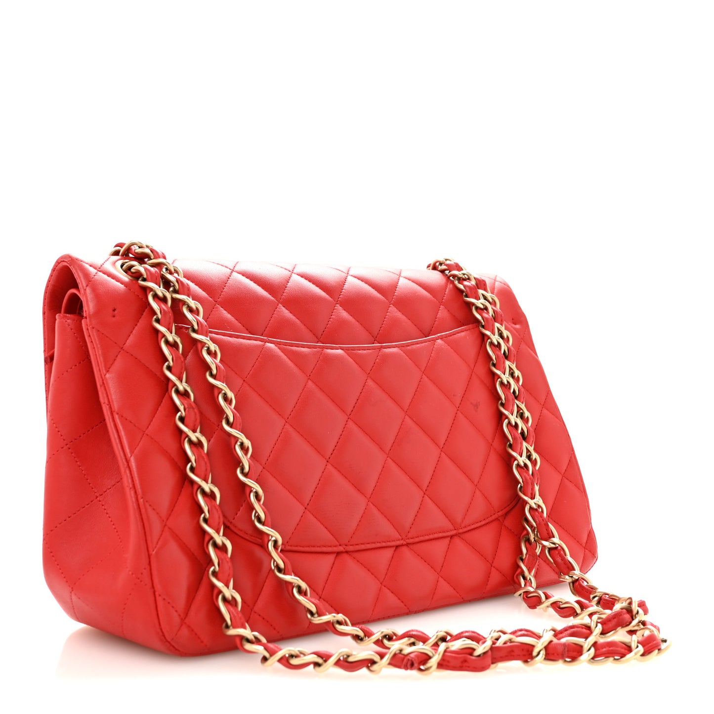 Lambskin Quilted Jumbo Double Flap Red