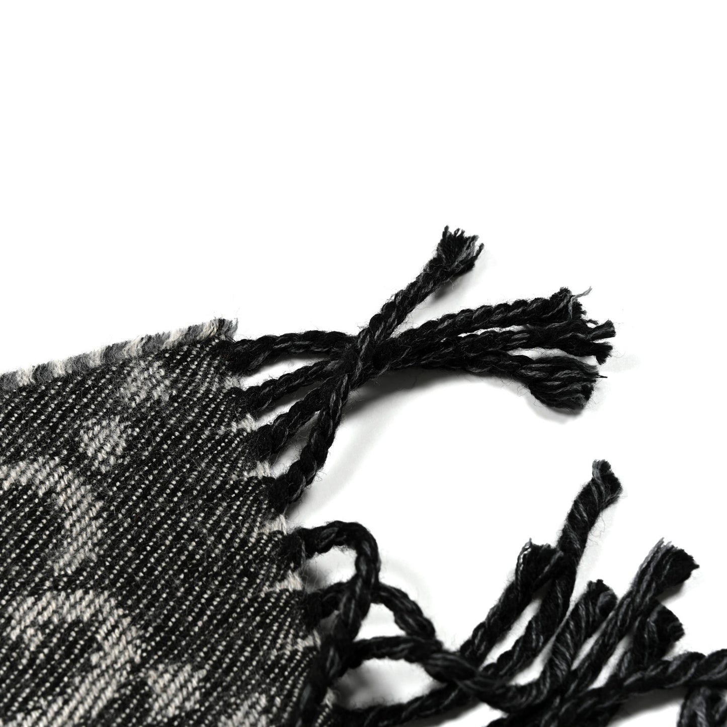 Wool Jacquard GG Monogram Scarf Grey Black