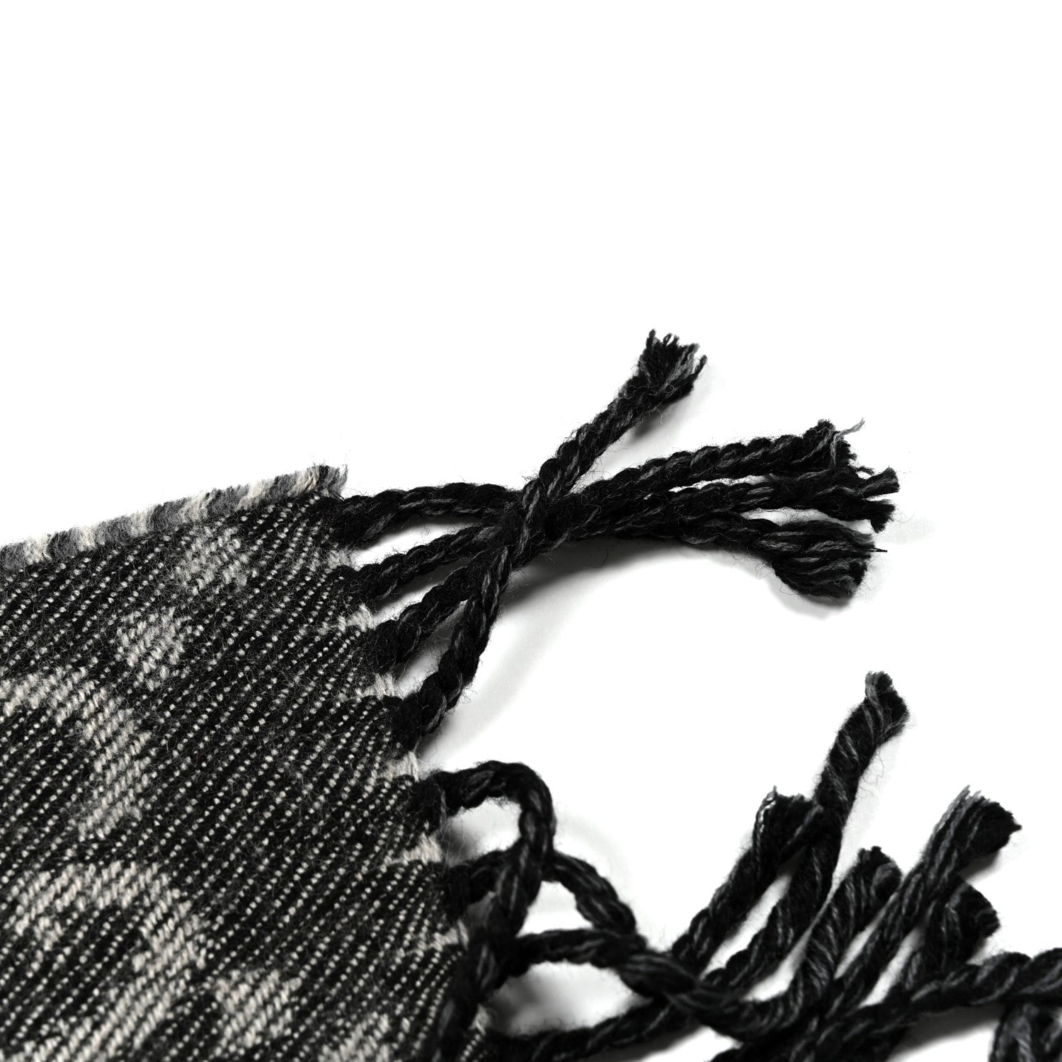 Gucci Wool Jacquard GG Monogram Scarf Grey Black 4 of 4