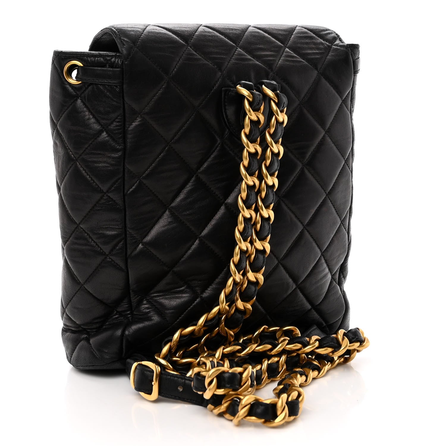 Chanel Lambskin Quilted Drawstring Backpack Black 3 of 9