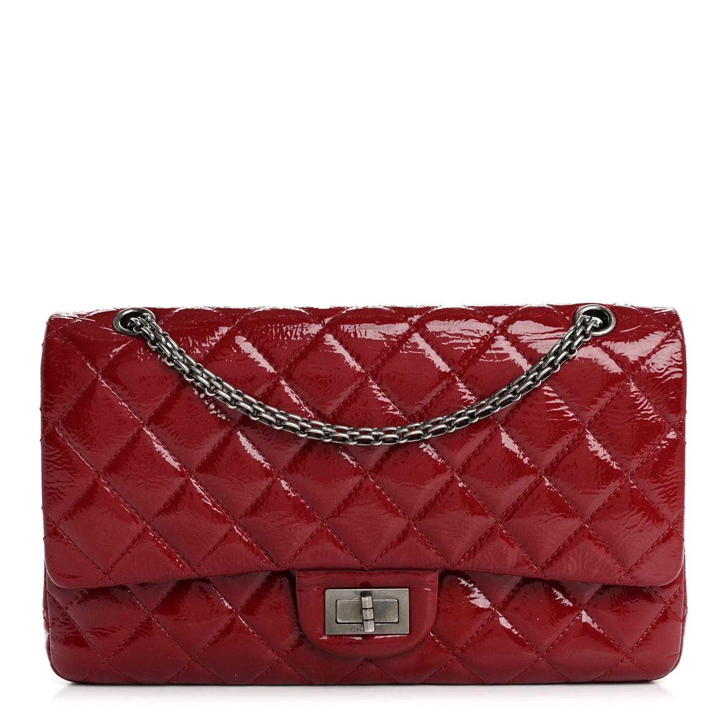 Distressed Patent Quilted 2.55 Reissue 227 Flap Raspberry Red