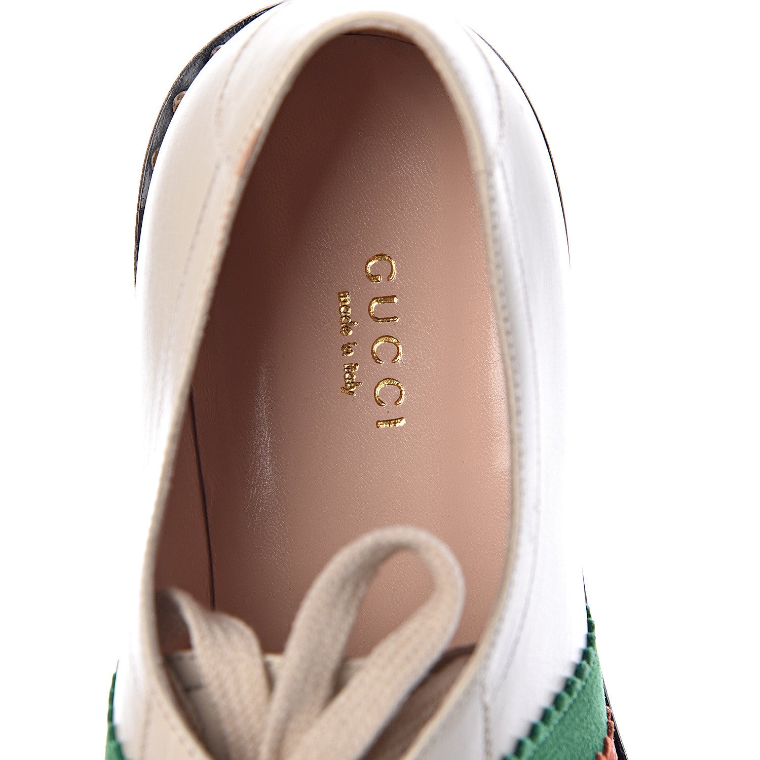 Gucci Calfskin Web Womens Lace-Up Bowling Shoe 38.5 White 7 of 7