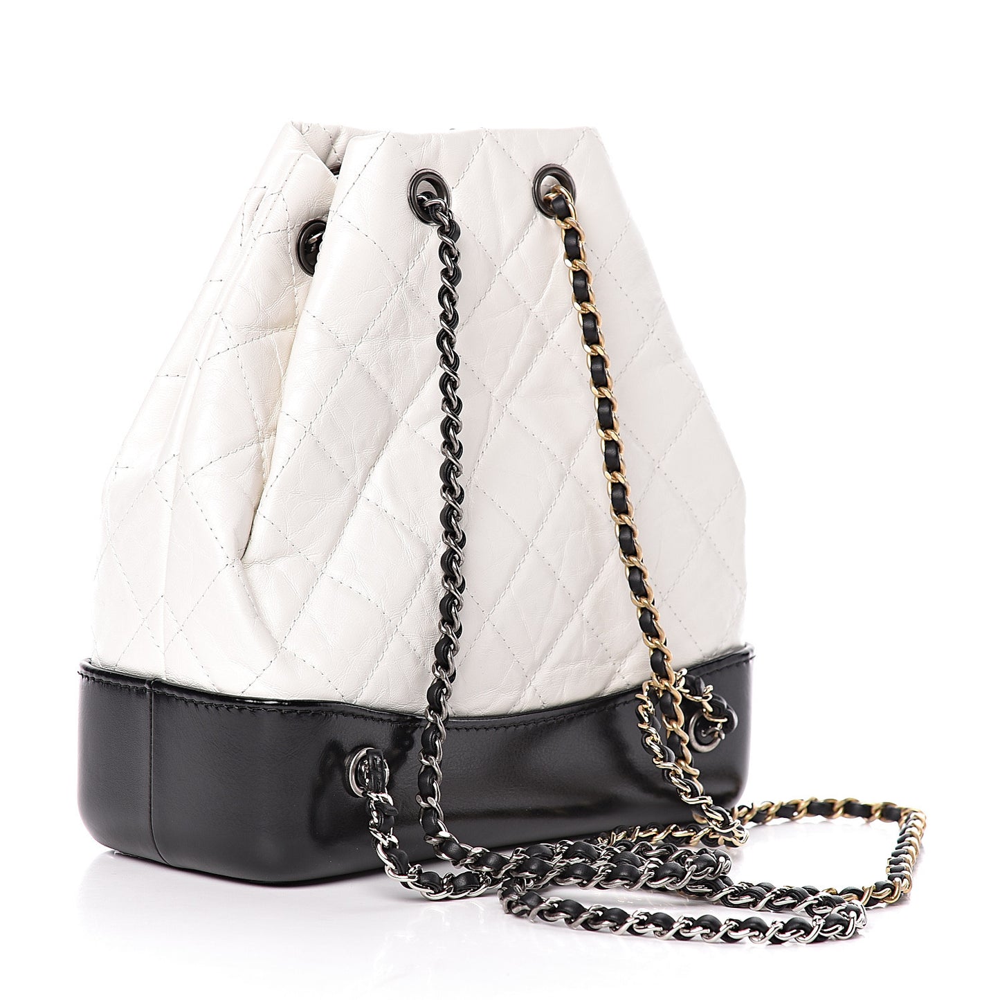 Aged Calfskin Quilted Small Gabrielle Backpack Black White