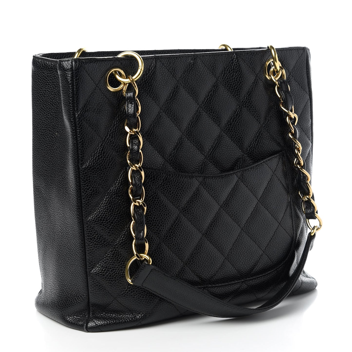 Caviar Quilted Petit Shopping Tote PST Black