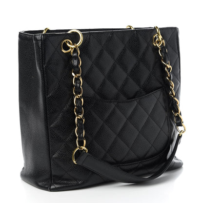 Chanel Caviar Quilted Petit Shopping Tote PST Black 3 of 10