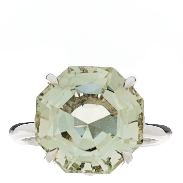Sterling Silver Green Quartz Octagonal Sparklers Cocktail Ring 54 7