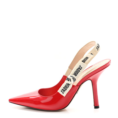 Christian Dior Patent Ribbon J'Adior Slingback 100mm Pumps 39 Red 1 of 9