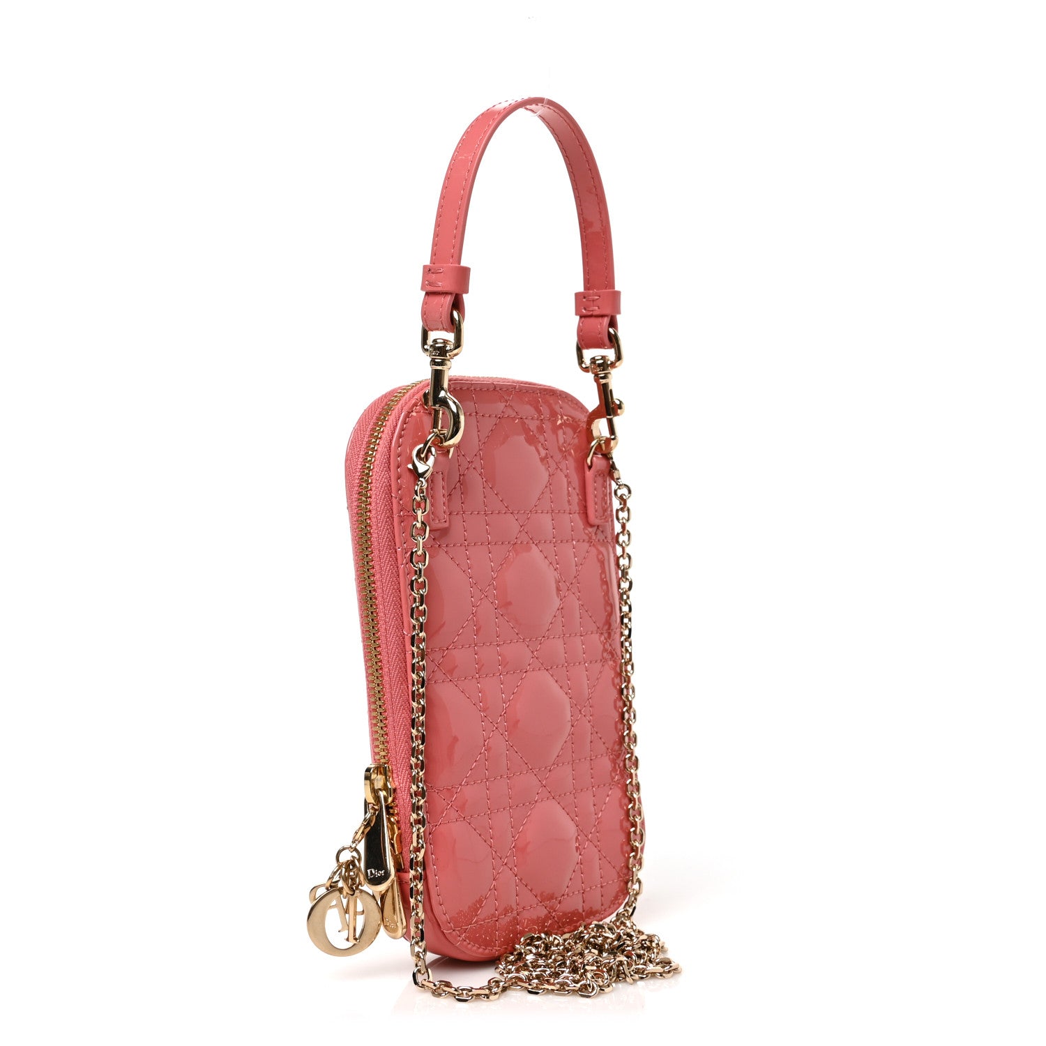Christian Dior Patent Cannage Lady Dior Phone Holder Pink 3 of 8