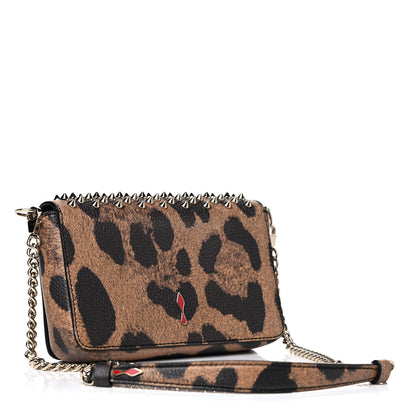 Christian Louboutin Calfskin Empire Leopard Spiked Zoompouch Crossbody Brown Gold 3 of 14