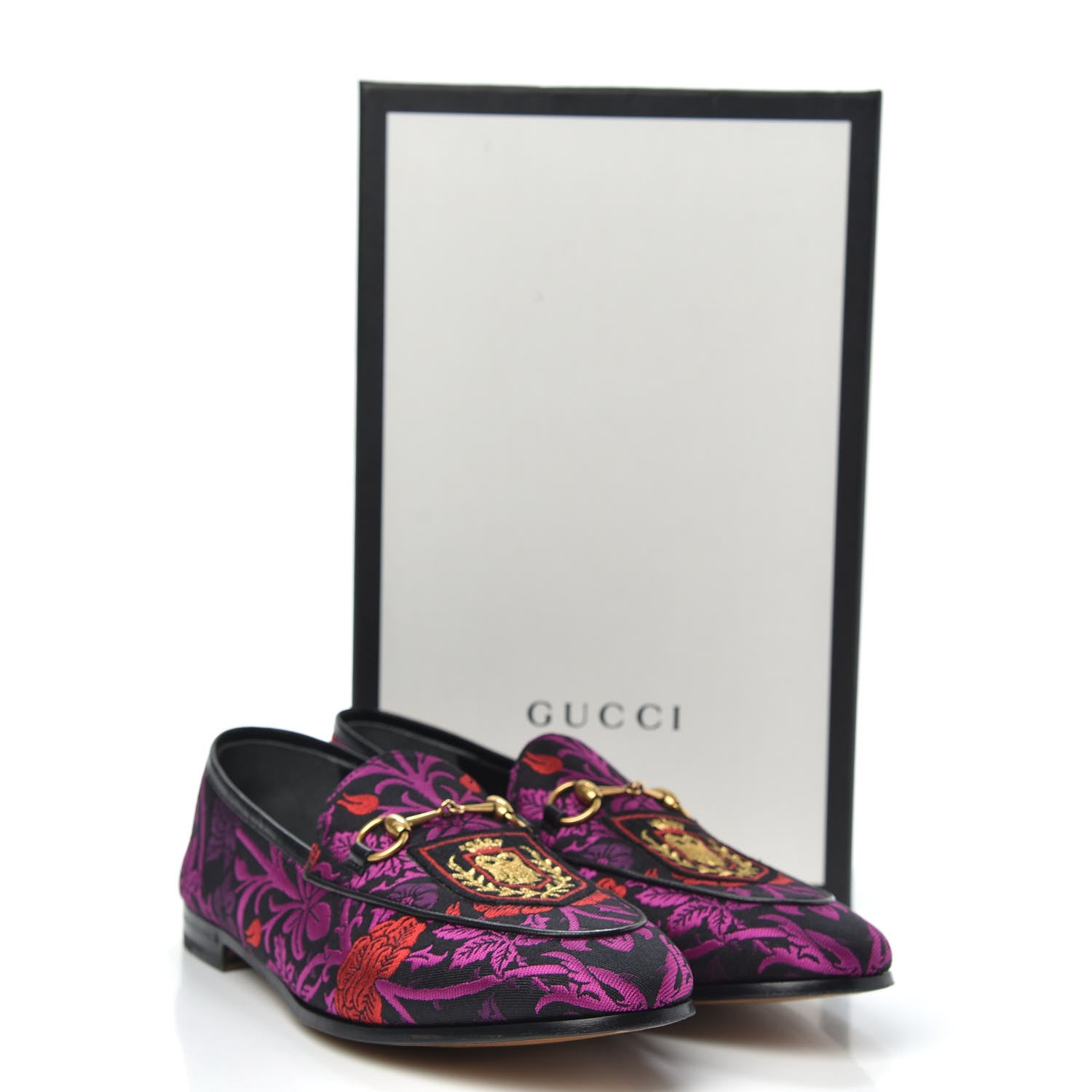 Gucci Jacquard Floral Womens Horsebit Jordaan Loafers 40.5 Black Begonia 9 of 9