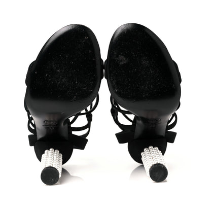 Chanel Suede Pearl Sandals 38 Black 5 of 7