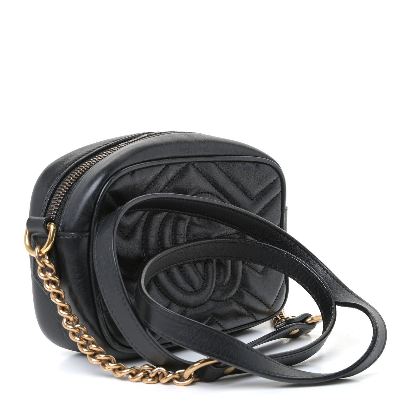 Calfskin Matelasse Mini GG Marmont Chain Shoulder Bag Black