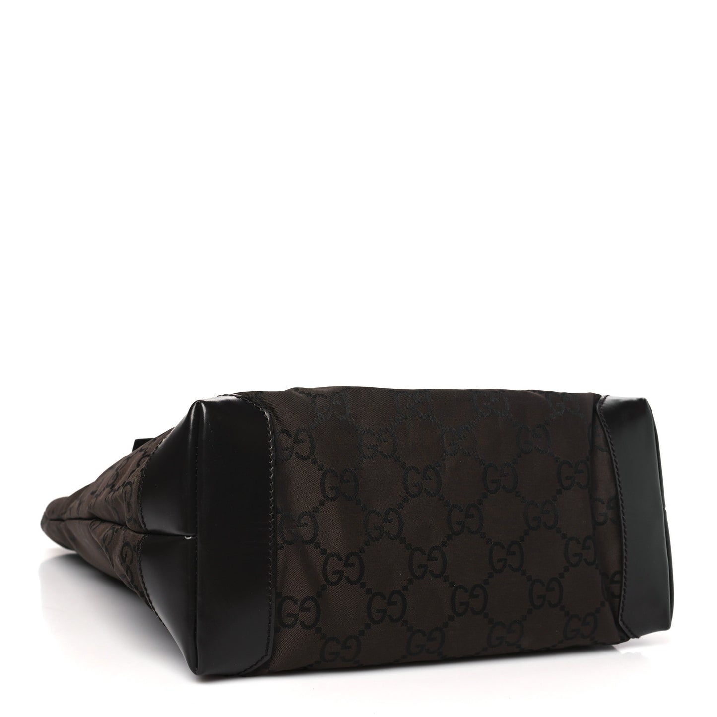 Nylon Calfskin Monogram Tall Tote Brown