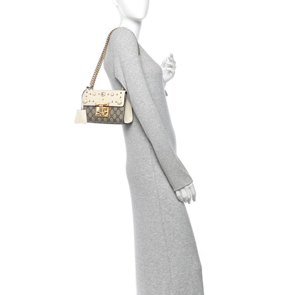 Gucci GG Supreme Monogram Studded Small Padlock Shoulder Bag White 2 of 13
