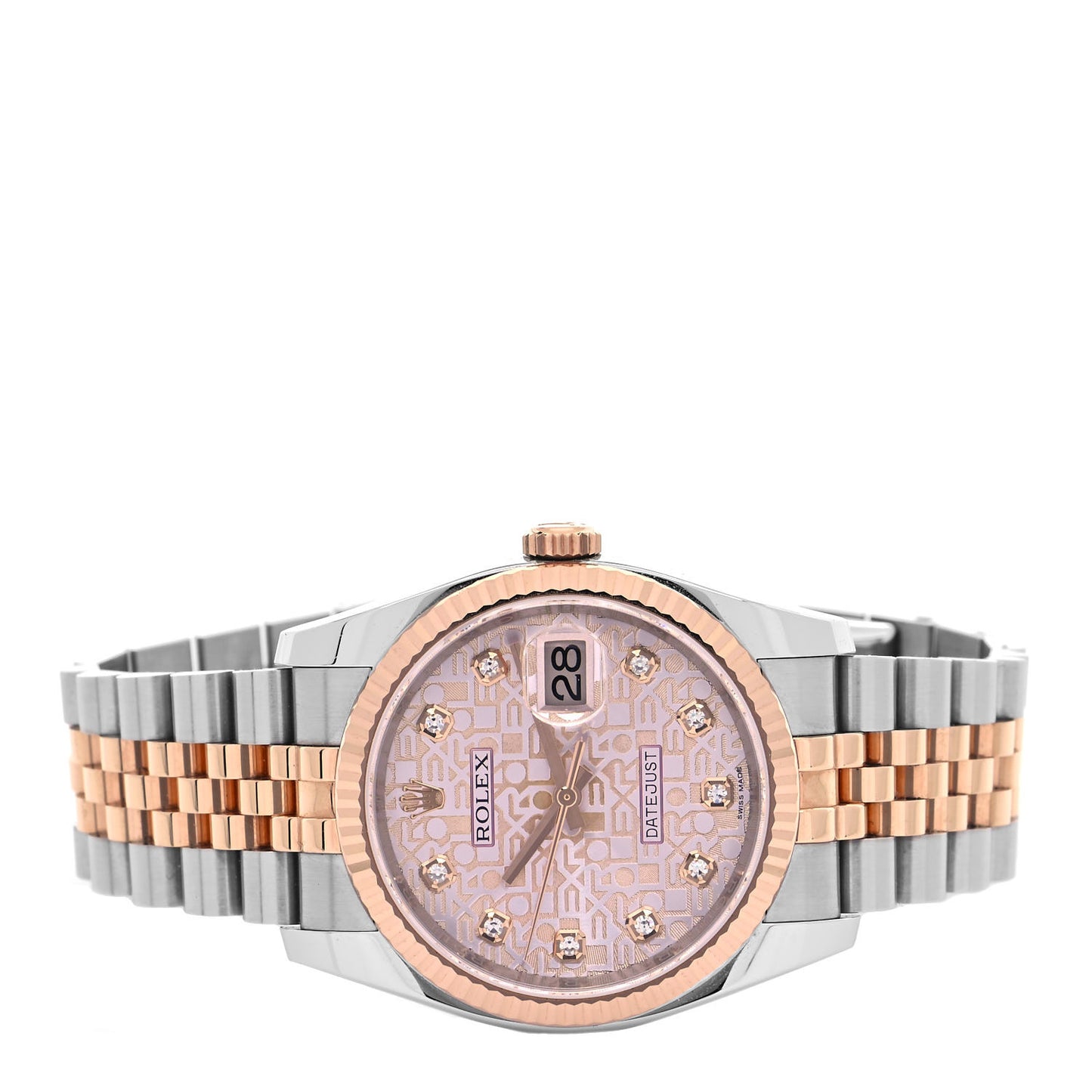 Stainless Steel 18K Everose Gold Diamond 36mm Oyster Perpetual Datejust Watch Pink Jubilee 116231