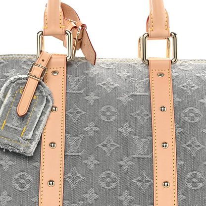 Louis Vuitton Denim Monogram Studded Keepall Bandouliere 45 Cloudy Grey 6 of 8