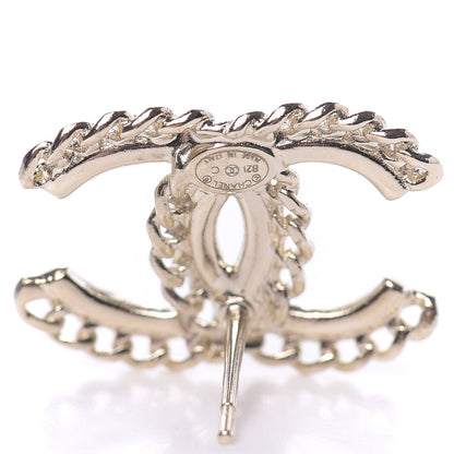 Chanel Crystal Chain CC Earrings Gold 4 of 5