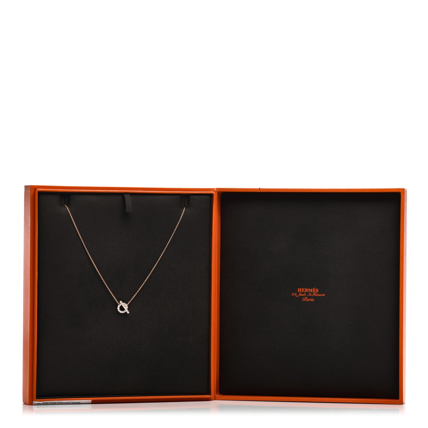 Hermes 18K Rose Gold Diamond Finesse Pendant Necklace 6 of 6