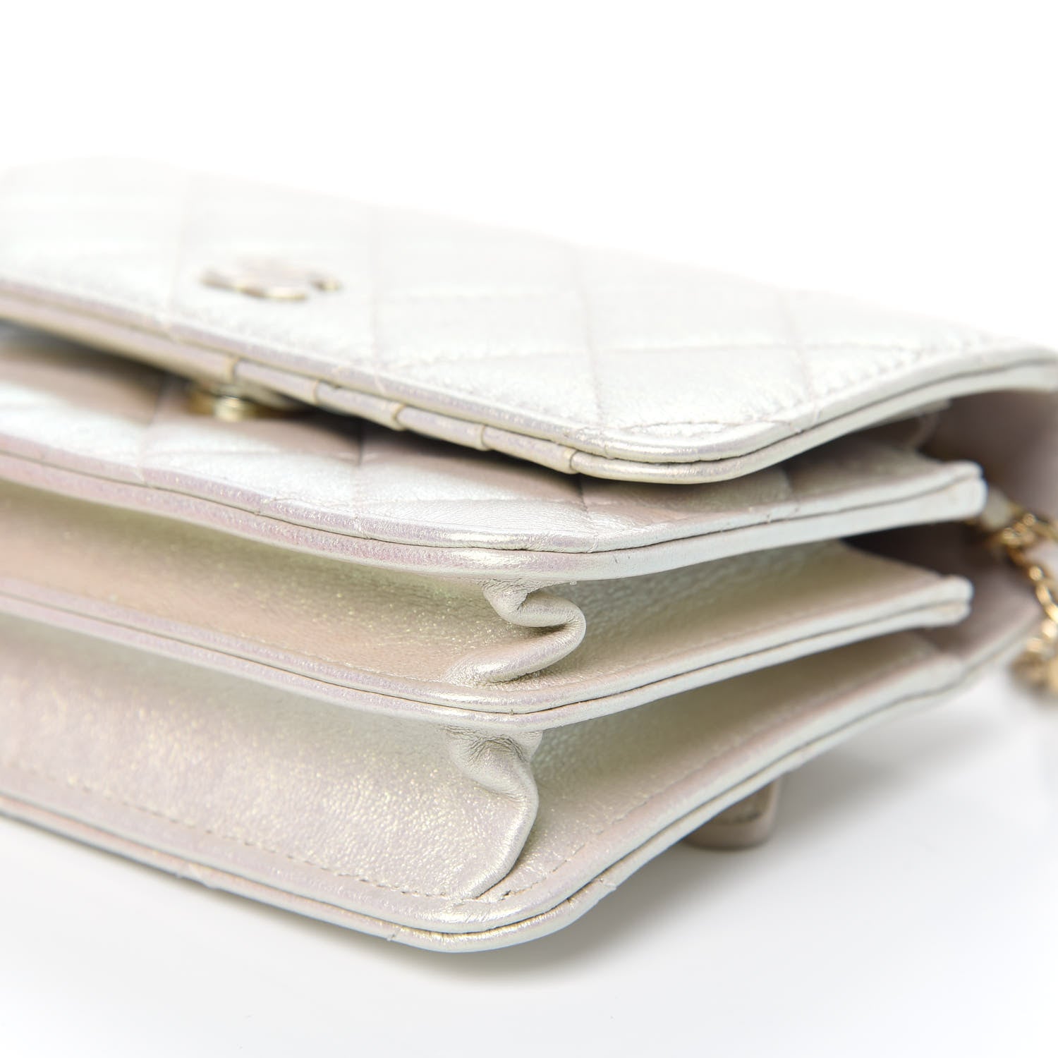 Chanel Iridescent Lambskin Quilted Mini Wallet On Chain WOC Ivory 9 of 11