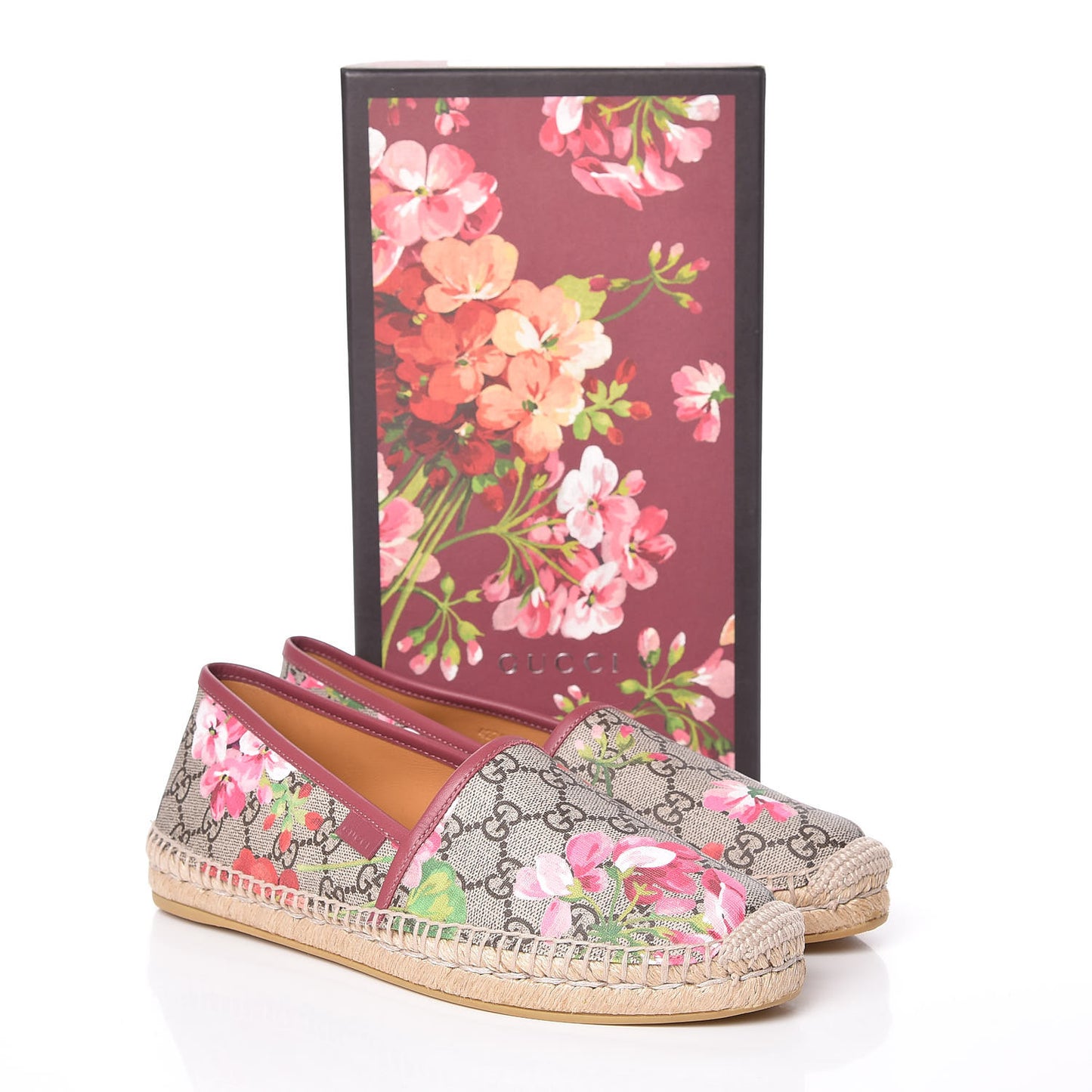GG Supreme Monogram Blooms Espadrilles 41 Beige Multicolor Dry Rose