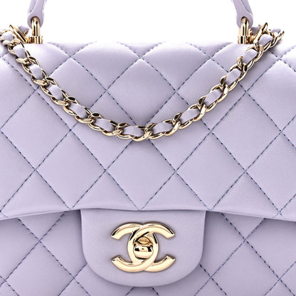 Chanel Lambskin Quilted Mini Top Handle Rectangular Flap Light Purple 8 of 11
