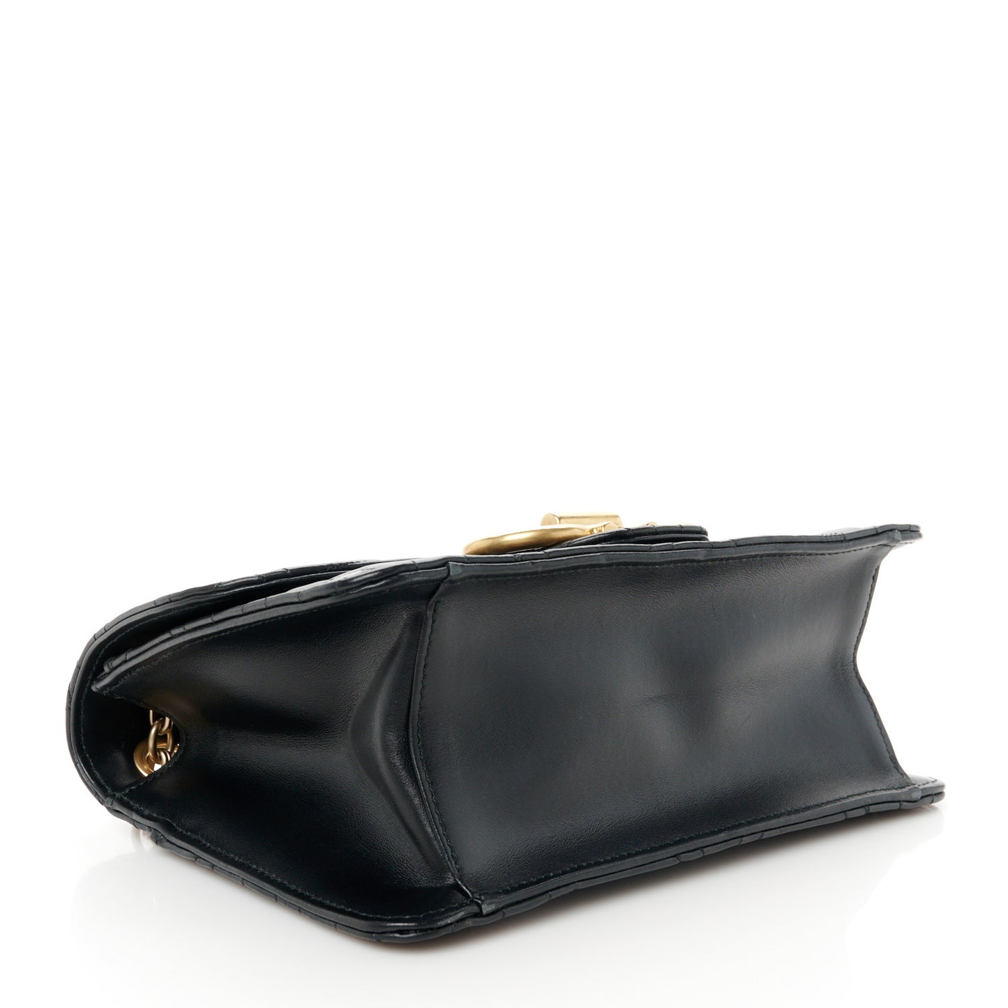 Calfskin Quilted Gancini Medium Flap Bag Black