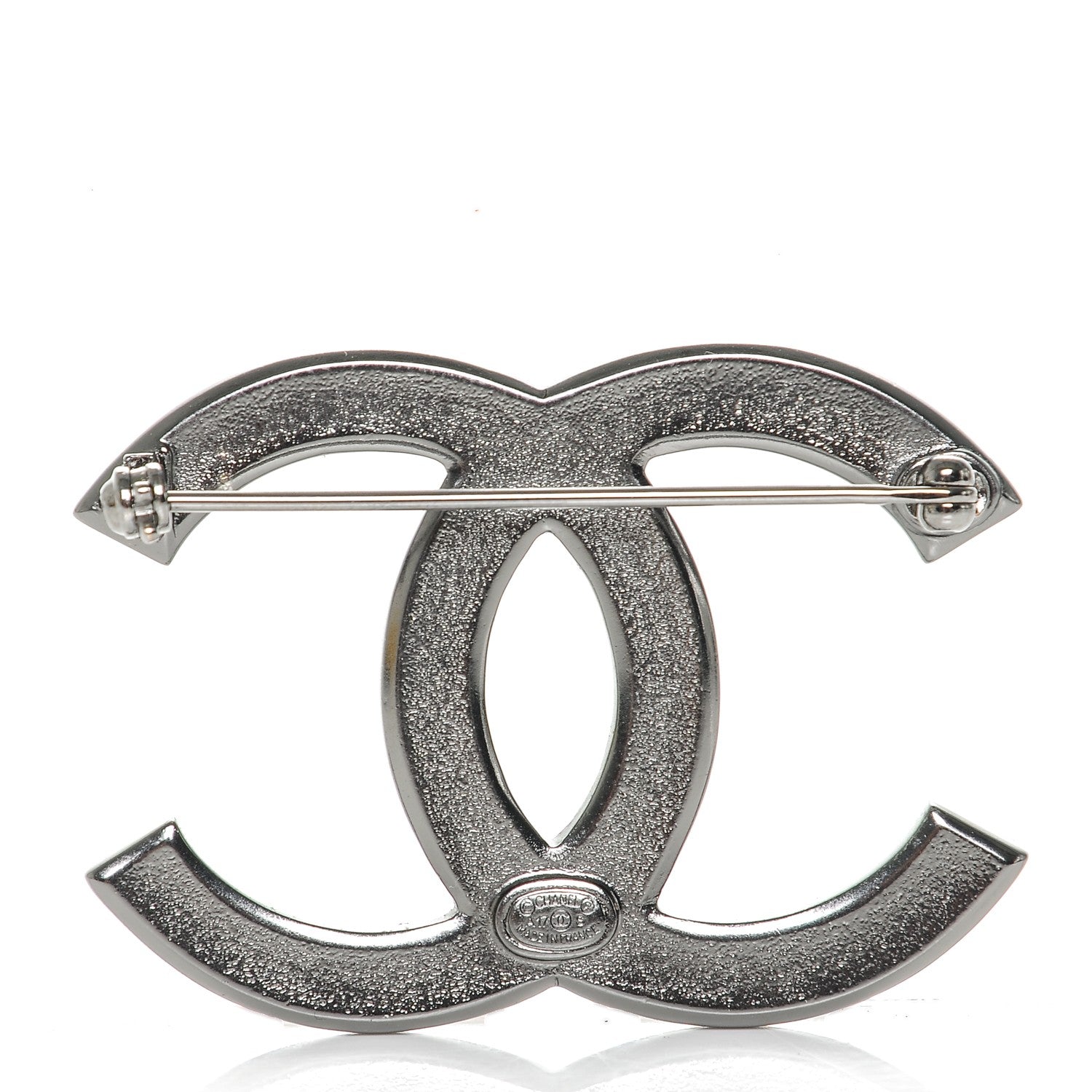 Chanel Crystal CC Brooch Silver 3 of 4