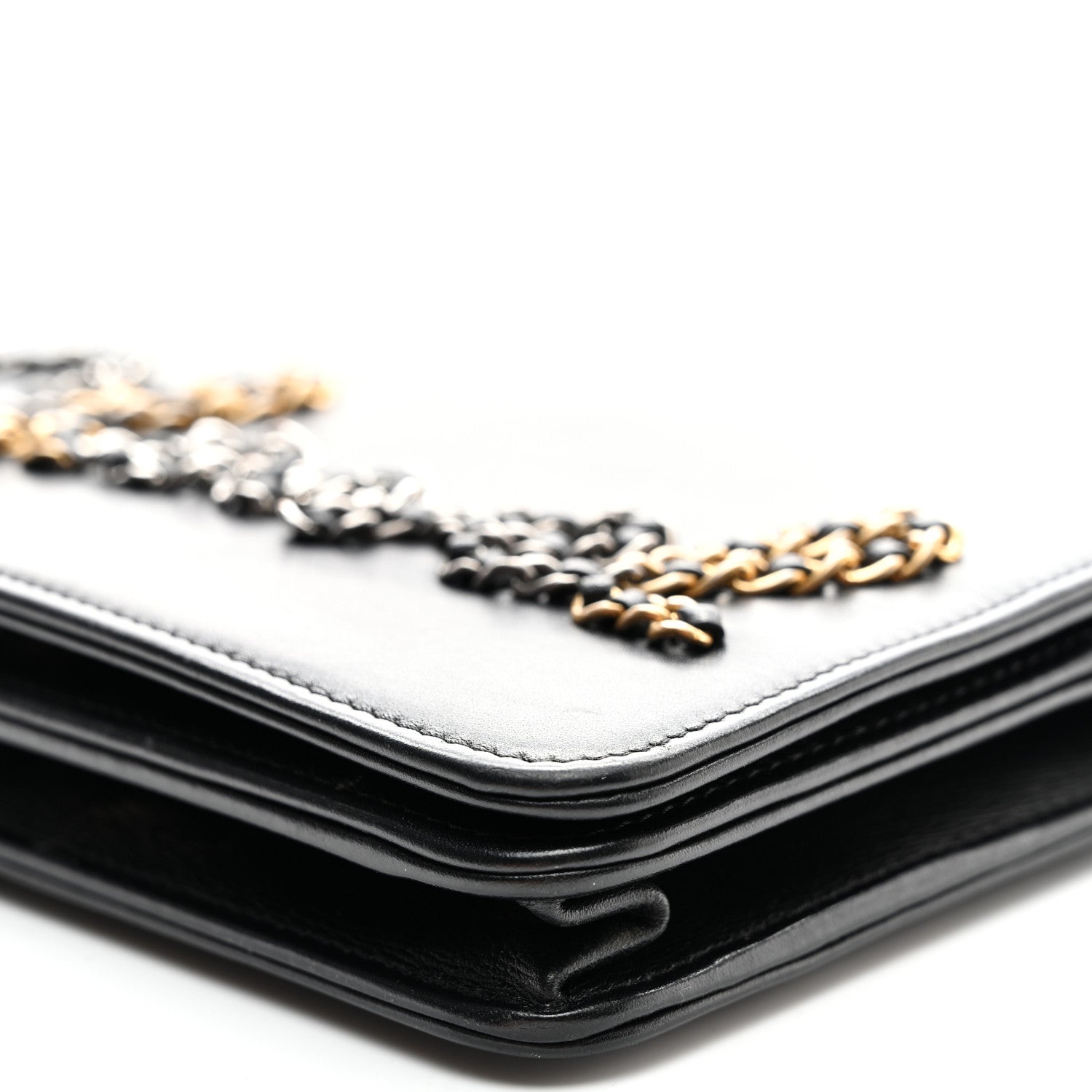 Chanel Calfskin Chain 20s Signe Wallet on Chain WOC Black 11 of 12