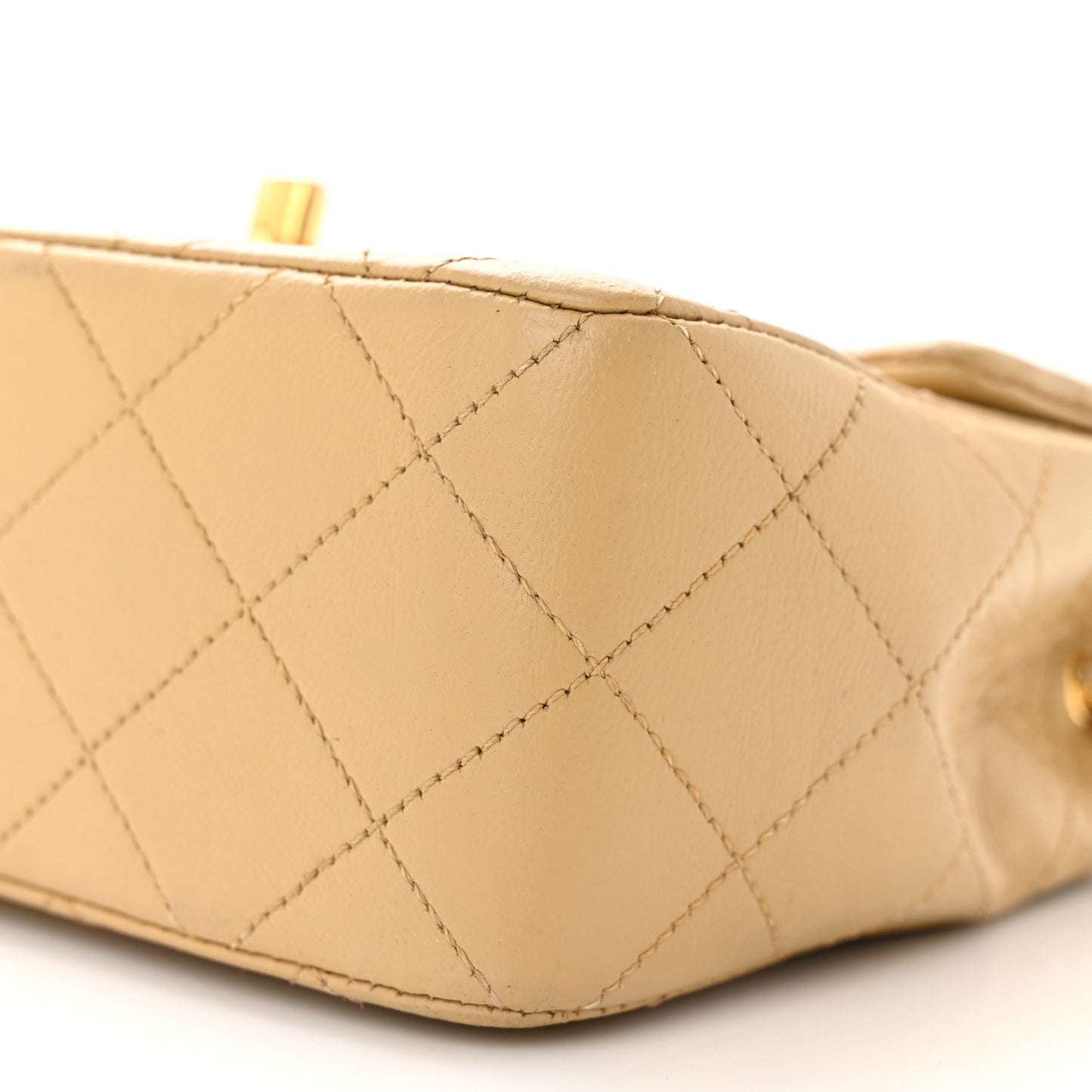 Lambskin Quilted Mini Square Flap Beige
