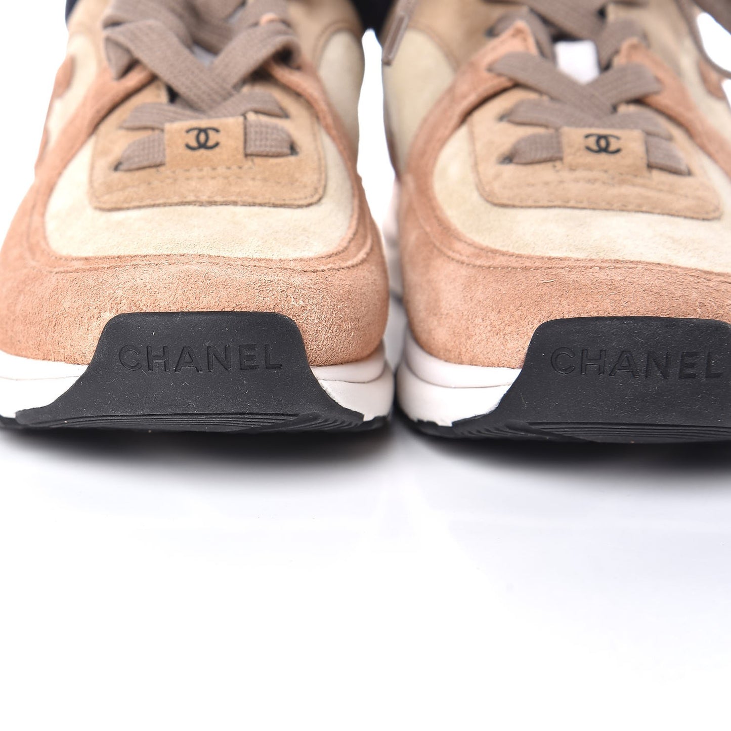 Suede Calfskin CC Sneakers 36 Beige Pink