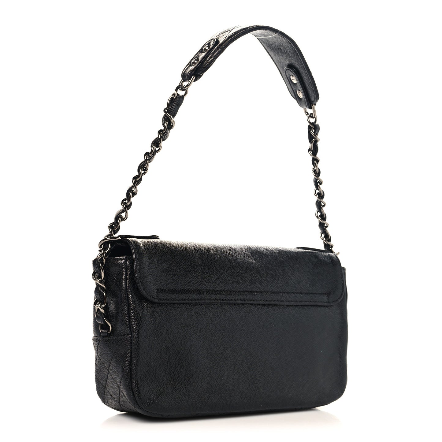 Glazed Caviar Small Pocket In The City Shoulder Bag Black