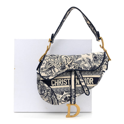 Christian Dior Canvas Embroidered Toile de Jouy Saddle Bag Blue 12 of 12