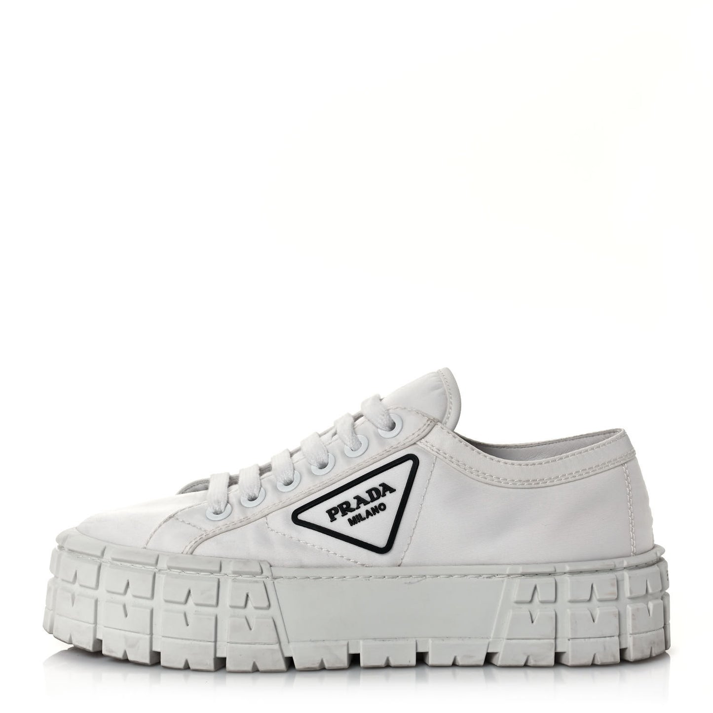 Re-Nylon Gabardine Triangle Logo Double Wheel 50mm Sneakers 38.5 White
