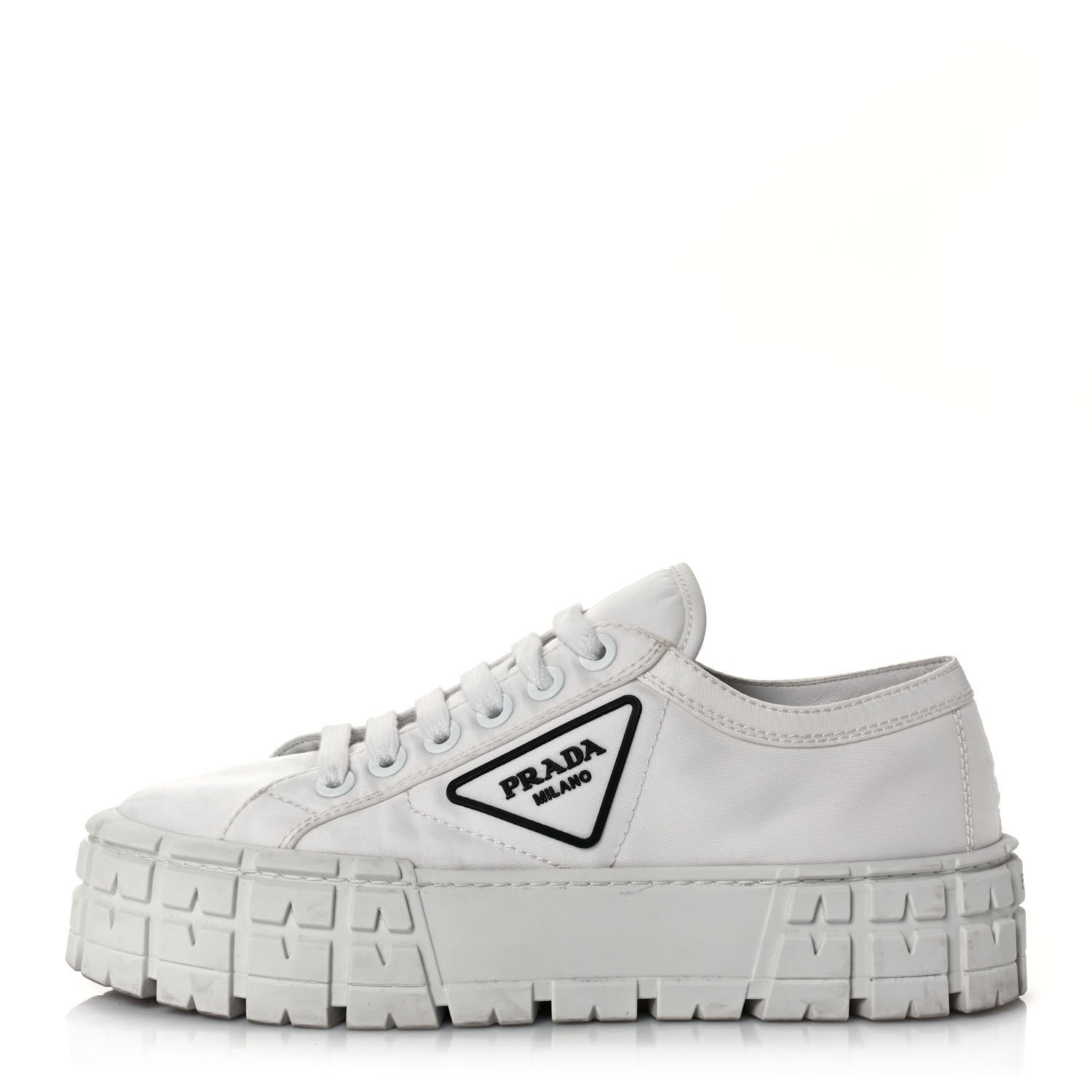 Prada Re-Nylon Gabardine Triangle Logo Double Wheel 50mm Sneakers 38.5 White 1 of 8