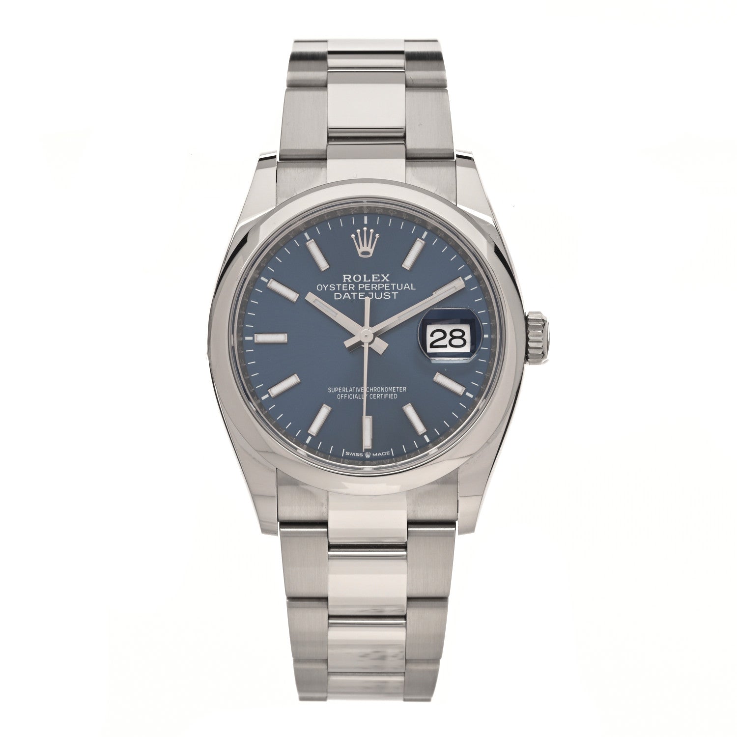 Rolex Stainless Steel 36mm Oyster Perpetual Datejust Watch Bright Blue 126200 1 of 5