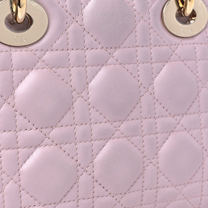 Christian Dior Metallic Calfskin Cannage Mini Lady Dior Pink 14 of 15