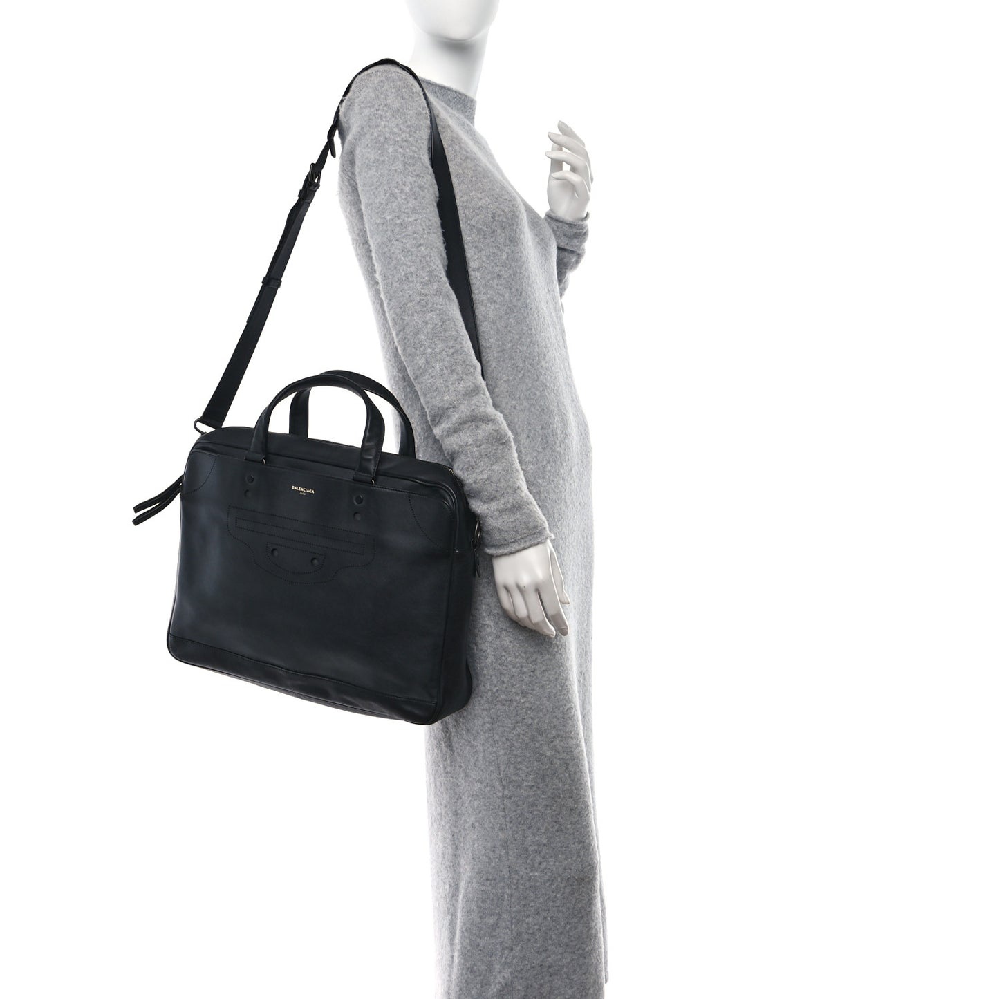 Veau Soyeux Perforated Blackout City Briefcase Black