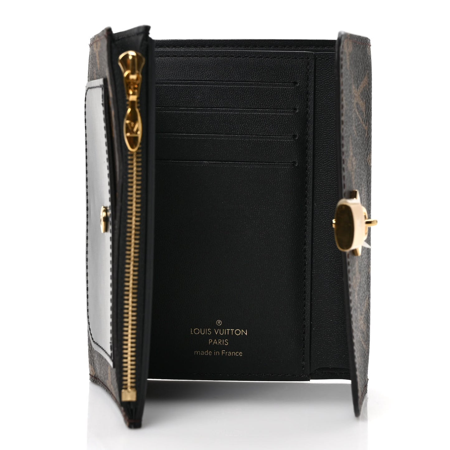 Monogram Flower Lock Compact Wallet Black