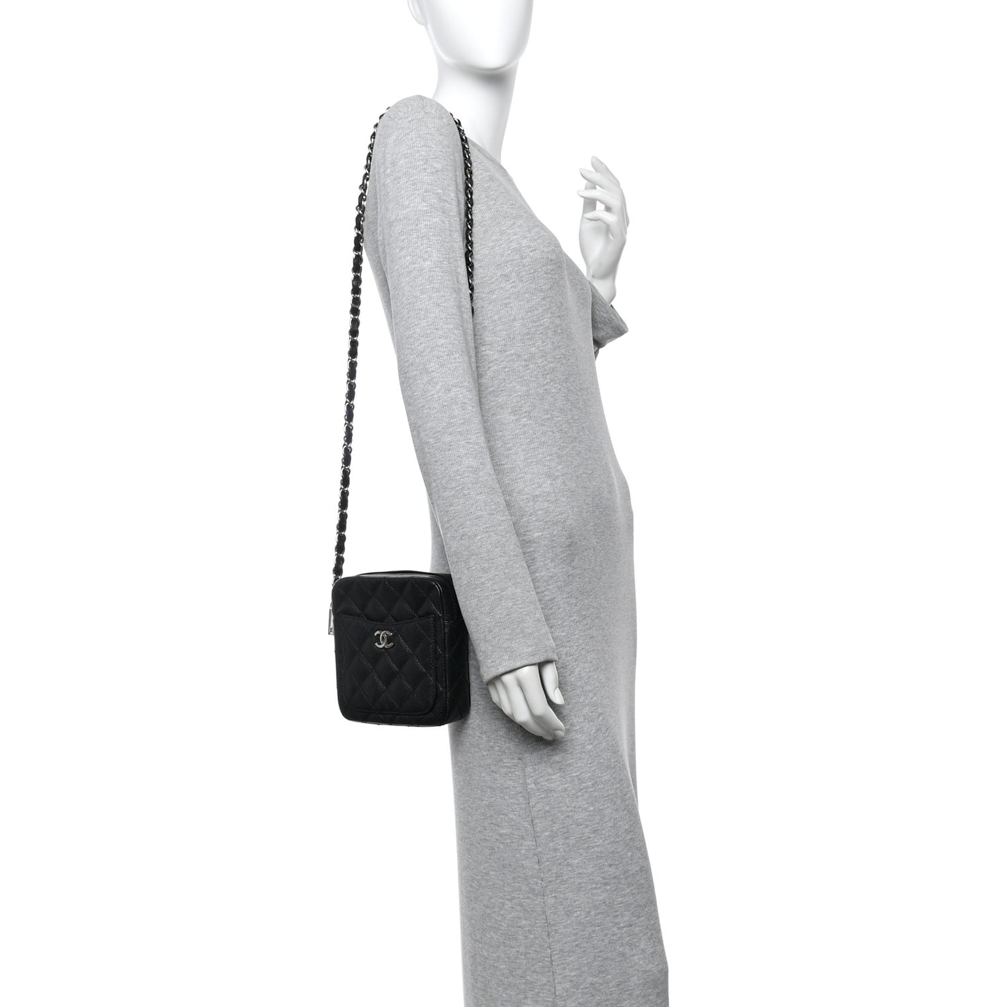 Caviar Quilted Camera Case Crossbody Bag Black