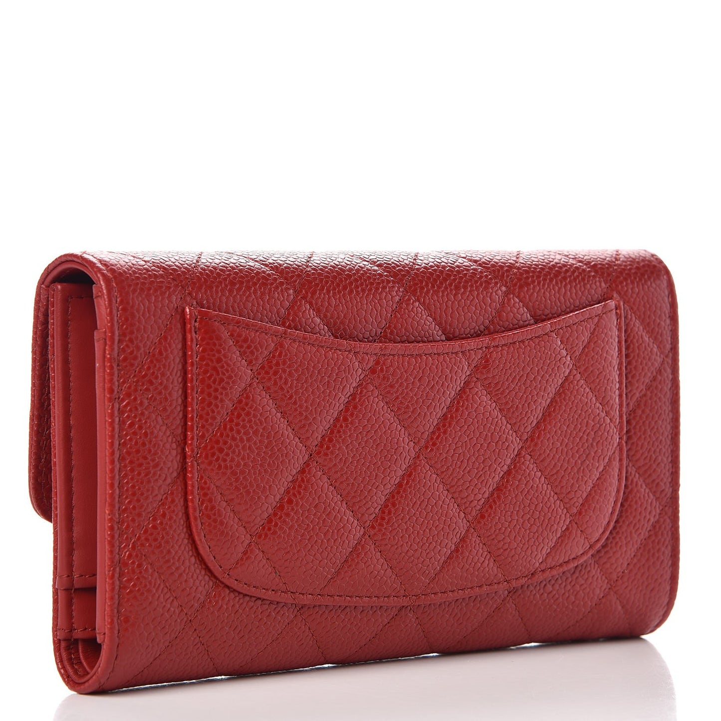 Caviar Quilted Large Flap Wallet Red
