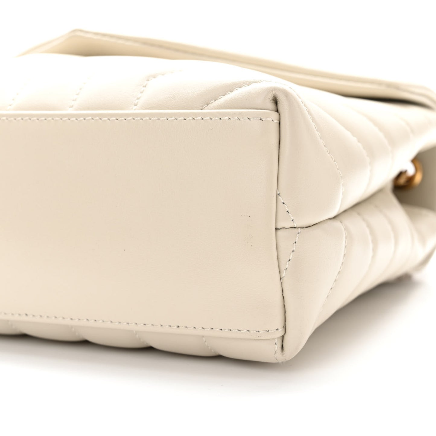 Calfskin Y Quilted Monogram Small Loulou Chain Satchel Crema Soft