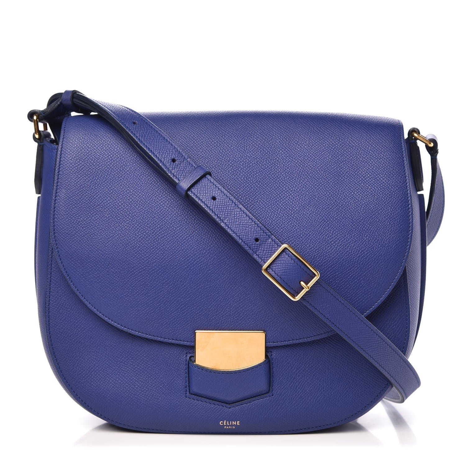 Celine Grained Calfskin Medium Trotteur Indigo 1 of 9